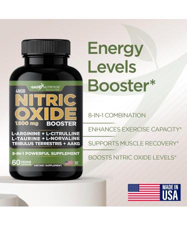 Buy Nitric Oxide Supplement | L Arginine Capsules for Energy Endurance & Performance | Pre Workout Muscle Builder with Essential Amino Acids & Maca Root - International Shipping Available - Buy Online on GoSupps.com