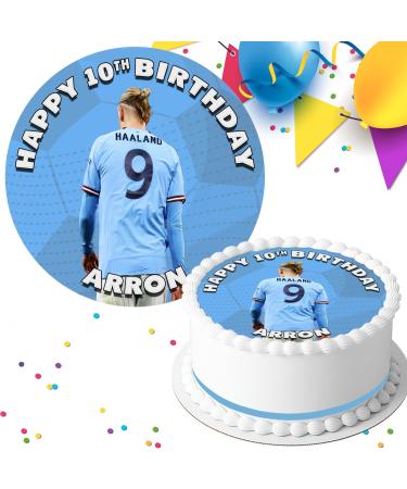 FOOTBALL FAVOURITE PLAYER BIRTHDAY PERSONALISED 7.5 INCH EDIBLE ICING CAKE TOPPER DECORATION FB100 - Buy Online on GoSupps.com