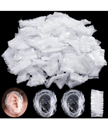 OIIKI 300 PCS Disposable Ear Covers  Ear Protectors  Waterproof Plastic Shower Ear Protector Caps for Bathing Accessories for Hair Dye  Shower  Spa (2.2-5.5inch) Clear-300pcs(2.2-5.5inch)