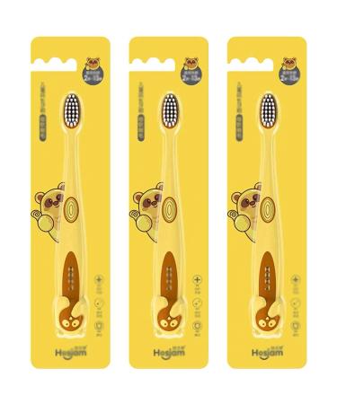 Clean Kids toothbrush with soft bristles toddler toothbrush aged 212 years 3 pieces manual toothbrush for healthy teeth and gums bathroom yellow: