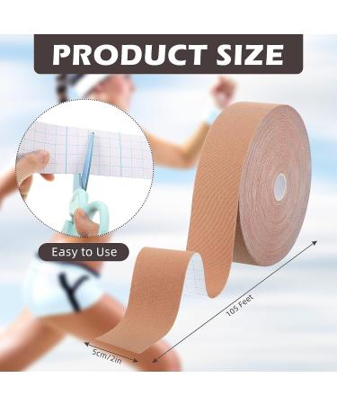 Waterproof Kinesiology Tape 105ft Roll - Pain Relief for Knees, Wrist, Elbow, Shoulder, Back - Elastic Athletic Tape for Support & Recovery - Beige (2 Inch) - Buy Online on GoSupps.com