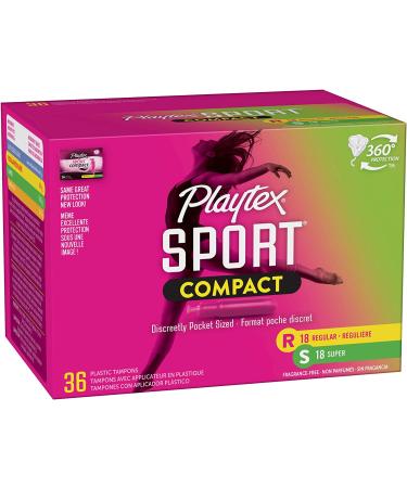 Playtex Sport Compact Tampons Multipack - 36 Count (Regular and Super Absorbency) - Buy Online on GoSupps.com