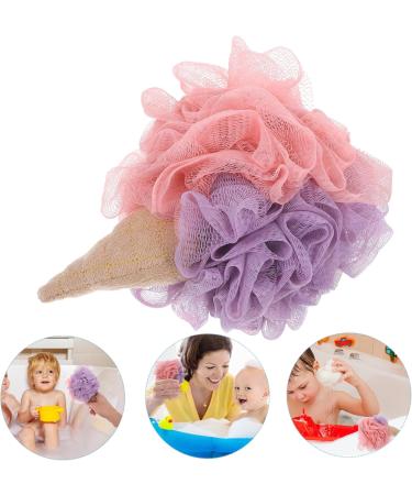 NOLITOY Kids Loofah Ice Cream Cone Bath Sponge - Exfoliating Shower Scrubber for Kids | Soft Mesh Pouf & Fun Bath Time Toy - Buy Online on GoSupps.com