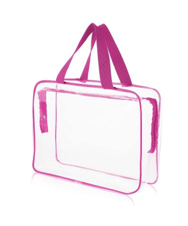 Sibba Clear Tote Bag Large Transparent Storage Makeup Bags Waterproof Transparent Cosmetic Gags Zipper Toiletry Organizer Storage Handbag Travel Accessory Clear Fashion Rose red Fashion