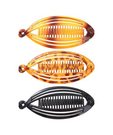 SculptZen 3 Pcs Banana Hair Clip Vintage Fish Shape Clamp Clincher Combs Fishtail Hairpin Long Hair Clips Ponytail Hair Comb Barrettes Hair Accessories for Women Fishtail Hair Clip for Thick Thin Hair