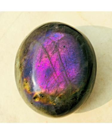 100g Dark Purple Flash Labradorite Crystal Gemstone Palm Stone Specimen Suitable for Home Chakra Reiki Balancing