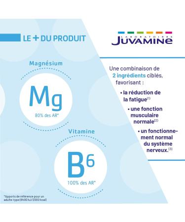 JUVAMINE - Marine Magnesium 300mg + Vitamin B6 - Fatigue - Stress - Nervous Balance - Well-being - Nervous System - 4 Month Format - 120 Tablets - Made in France - Buy Online on GoSupps.com
