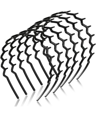 Chuangdi 6 Pieces Zigzag Headband Plastic Shark Tooth Hair Comb Hairband Zig Zag Headband Plastic Wavy teeth Hair Hoop Accessory for Women Lady Girl(Black Fresh Style) - Buy Online on GoSupps.com