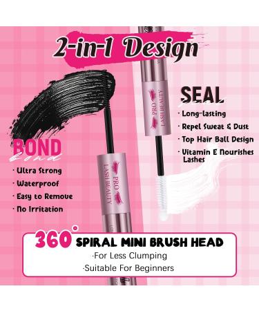 PRO Lash Bond and Seal Cluster Lash Glue & Seal - Waterproof Aftercare Sealant for Lash Clusters - Super Strong Hold - 72 Hours - 5ml Black Bond & Clear Seal - Buy Online on GoSupps.com