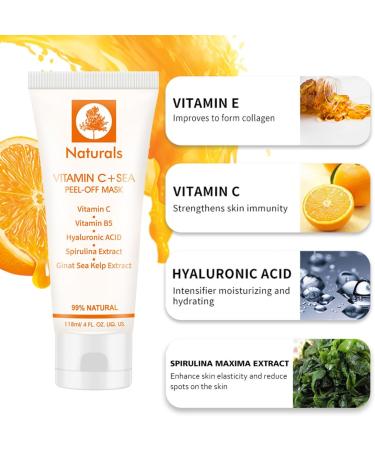 Peel Off Face Masks - Face Masks Skincare - Vitamin C Face Masks Beauty for Deep Cleansing & Purifying - Vitamin C Hydrating Face Mask - Vitamin C Face Masks Skincare Peel Off - Reduces Acne and Pores - Buy Online on GoSupps.com