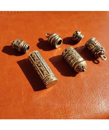Vintage Brass Necklace Pendant with Buddhist Carving - Pill Box Keychain for Travel - Personal Pill Organizer - Buy Online on GoSupps.com