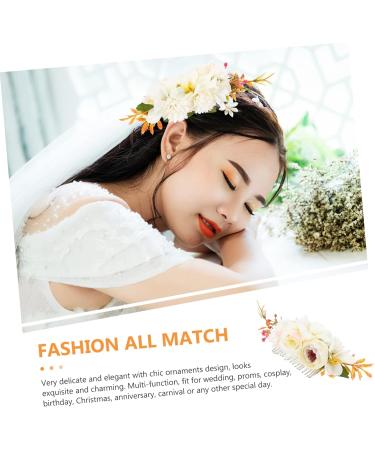 Angoily Bridal Comb Floral Hair Comb French Hair Pin French Combs Rose Hair Accessories Roses Artificial Flowers Floral Hair Headpiece Metal Comb White Cloth Flowers Seaside Resort Wedding - Buy Online on GoSupps.com