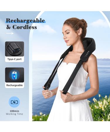 Knqze Wireless Neck Massage Device - 4D Deep Tissue Shiatsu Massager with Heat for Pain Relief | Perfect for Neck Shoulders and Legs | Ideal Gift in Black - Buy Online on GoSupps.com