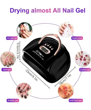 MainPi 256W UV LED Nail Lamp - Professional Nail Dryer with 57 Lamp Beads, 4 Timers, Auto Sensor, LCD Display - Fast Gel Polish Curing (Black) - Buy Online on GoSupps.com