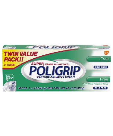 Super Poligrip Denture and Partials Adhesive Cream - 2x2.4 oz Limited Edition