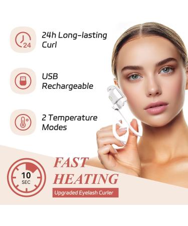 Buy Rechargeable Heated Eyelash Curler - Portable Electric Lash Curler with 2 Heating Modes & Sensing Silicone Pad - Ideal Makeup Tool for Women - Buy Online on GoSupps.com