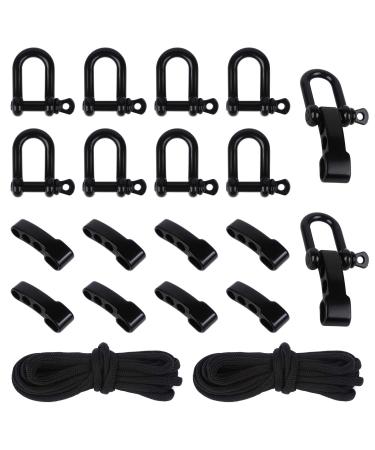 Guichangkai Paracord Armband Handicraft Set Paracord Casting Bracelet DIY Paracord Set With 10pcs Paracord Schakel stainless steel in U-shape for outdoor survival bracelets Paracord (black)