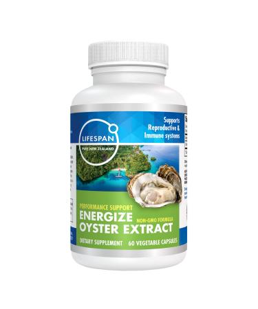 Energize Oyster Extract Supplement for Men & Women - Zinc Taurine Amino Acids - Supports Energy Immune Boost Beautiful Skin & Happy Joints 500 mg 60 Veg Capsules