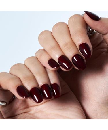 GLAMERMAID Red Press on Nails - Short Oval Halloween Gothic Handmade Jelly Gel Nails | Reusable Acrylic False Nails Manicure Kits for Women | Perfect Gift Amaretto Delight - Buy Online on GoSupps.com