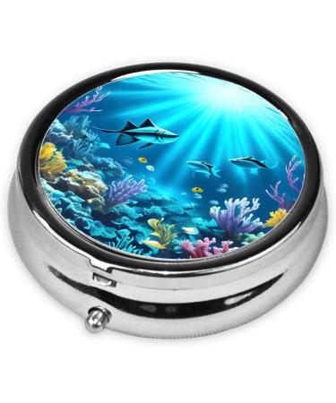 Submarine Coral Round Pill Box | 3 Compartment Travel Organizer | Portable Black Pill Case for Travel - Buy Online on GoSupps.com
