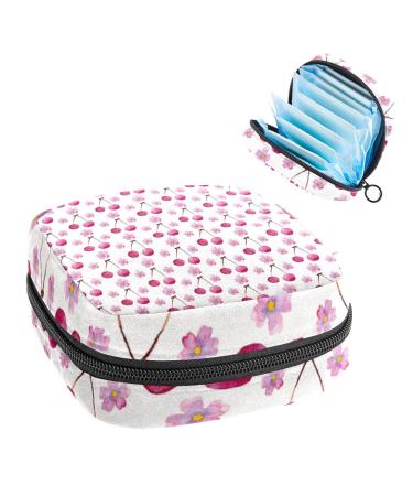Women's bonds Storage pockets Stillpad Hot watercolor pink flower pattern cherry pattern portable period kit pocket feminine product bag for women girls color1