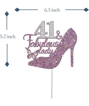 Tenhaisi Purple Sliver Glitter 41 & Fabulous Lady Cake Topper Happy 41st Birthday Party Decoration Cheers to 41 Years 41 & Fabulous Birthday Wedding Celebration/Anniversary Party Supplies - Buy Online on GoSupps.com