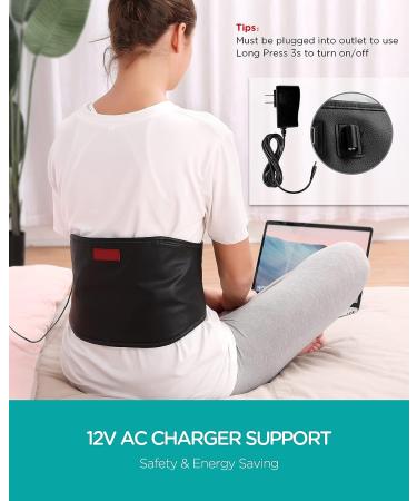 Heating Pad with Massager - Back Pain Relief Strap - 55 Long - 3 Heat Settings - 9 Vibration Modes - Auto-Off - for Low Back, Abdominal, Waist - 8 x 40 Inch - Buy Online on GoSupps.com