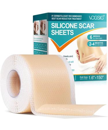 Silicone Scar Sheets New Silicone Away Scar Tape Roll Soft Silicone Strips for Scar Removal Reusable Waterproof Professional Scar Treatment for C-Section Keloids Surgical Acne Blue 1.6"x150"