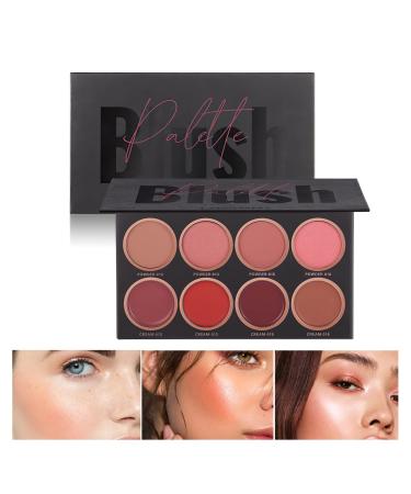 MIELIKKI 8 Colors Blush and Highlighter Palette  2-in-1 Contour Makeup Palette  Lightweight  Blendable  Natural Radiance  Face Palette Holiday Gift Set for Women