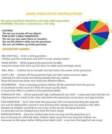 Sonyabecca Parachute for Kids - 12FT, 12 Handles, Multicolored | Tent Cooperative Games and Birthday Gift - Buy Online on GoSupps.com
