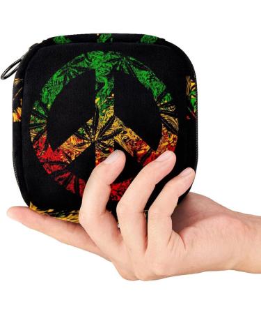 Jamaica Pacifist Shield Marijuana Leaves Sanitary Napkin Storage Bag | Portable Period Pocket for Women & Teens | Menstrual Cup Bags & Silent Insert Holder - Buy Online on GoSupps.com