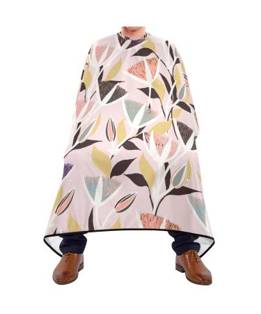 Waterproof Barber Cape -Pink Leaf Printing36 Cheetah Haircut Bib for Men Unisex Hair Cutting Cape(8rp1a)