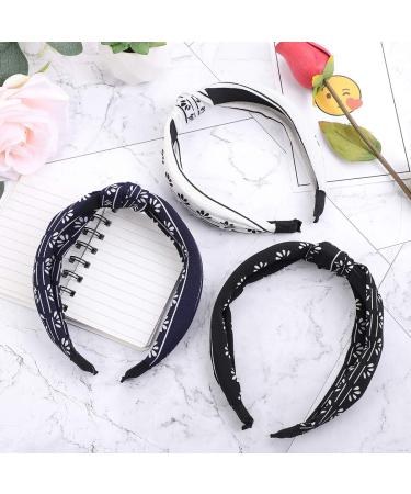 Shop Lurrose Handmade Fabric Hair Bands - 3 Piece Set | Women s Wide Knot Hair Accessories in White Blue Black - Buy Online on GoSupps.com