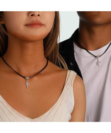 Oralgos Gothic Strass Cross Necklace - Handmade Vintage Collarbone Chain for Girls - Unique Metal Gift - Buy Online on GoSupps.com