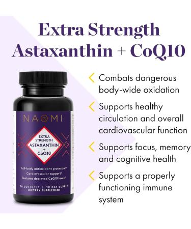 NAOMI Extra Strength Astaxanthin + CoQ10 - High Absorption Antioxidants for Energy Cardiovascular & Immune Support | 30-Day Supply - Buy Online on GoSupps.com