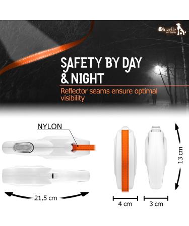 Bluzelle 8m Long Dog Leash for Dogs up to 50kg - Flexible Neon-Orange Reflector Belt with 360 Carabiner Hook Ergonomic Gray Handle & Catchment Brake - Buy Online on GoSupps.com