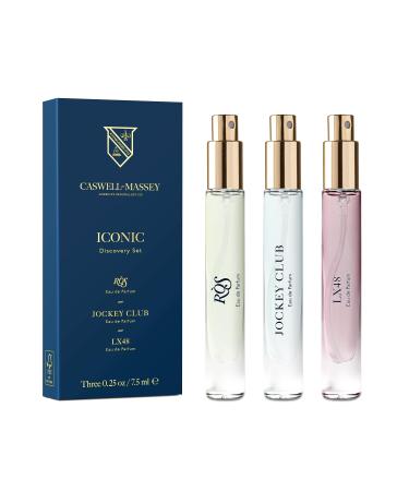Caswell-Massey Iconic Eau de Parfum Discovery Set Includes R S Jockey Club & LX48 Indulge in Enduring Modern Scents Long-Lasting Men s Fragrances Travel Size Set Perfume for Men 0.25 Fl Oz Each Iconic Trio 0.75 Fl Oz (Pack of 1)