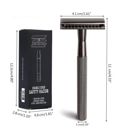 Vintage Double-Sided Metal Safety Razor with Zinc Alloy Handle - Black | Premium Shaving Experience - Buy Online on GoSupps.com