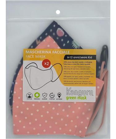 Kanguru Girls Green Face Mask - Multi-Coloured Kids 6-12 Years | Kid Girl 2 Pack - Buy Online on GoSupps.com