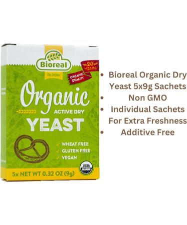 Active Dried Yeast and Linen Bread Bag Bundle Containing Organic Bioreal 5x9g Active Dried Yeast and A Bo Weevil 30 x 40cm Organic Linen Bread Bag - Buy Online on GoSupps.com