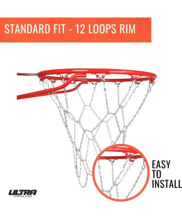 Ultra Sporting Goods Heavy Duty Basketball Net - All Weather Anti Whip, Fits Standard Indoor/Outdoor Rims - 12 Loop (Metal Chain) - Buy Online on GoSupps.com