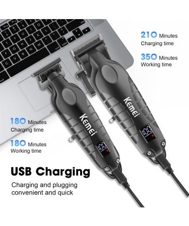 KEMEI Professional Hair Clippers and Trimmers Set Electric Hair Clippers for Men Cordless Barber Clippers Trimmer Zero Gap T-Blade Hair Trimmer Wireless Rechargeable Detailer Trimmer KM-2290+2293 - Buy Online on GoSupps.com