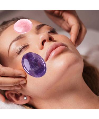 GIEEU Healing Crystals Stones 2PCS Thumb Worry Stones for Anxiety Stress Relief Meditation Pink Crystal Amethyst Stone - Buy Online on GoSupps.com