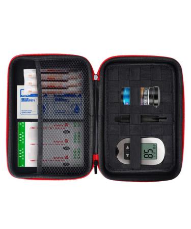 Eva Hard Protective Bag Travel Case Organizer Holder for Diabetic Supplies, Diabetes Testing Kit, Blood Glucose Meter Monitor, Test Strips, Syringes, Lancets, Needles (Black)