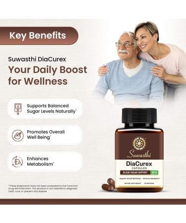 Suwasthi DiaCurex Berberine Supplement -120mg with Cinnamon, Bitter Melon & Gymnema for Men & Women for Health Support, 100% Organic, Vegan & Gluten-Free, 60 Capsules (30 Days of Supply) - Buy Online on GoSupps.com