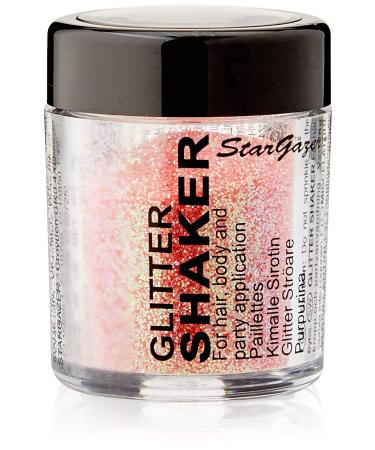 Stargazer Pastel Glitter Shaker Rose. Cosmetic glitter powder for use on the eyes lips face body hair and nails.