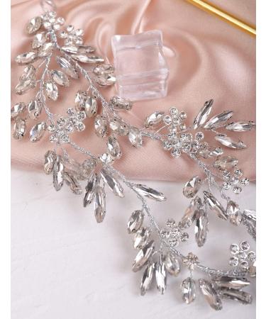 Deniferymakeup Bridal Crystal Rhinestone Hair Vine Silver Flower Headband Wedding Hair Vine Bridal Hair Piece Headpiece Prom Hair Accessory - Buy Online on GoSupps.com
