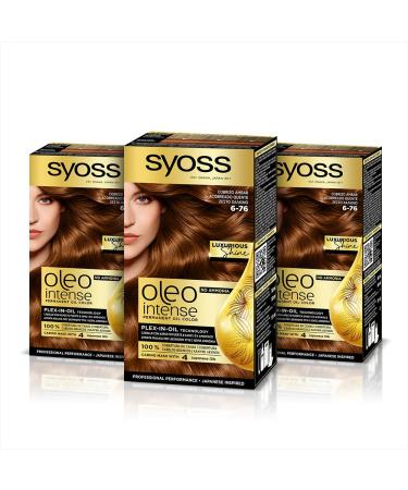 Schwarzkopf Syoss Oleo Intense Hair Dye 100 pure oils 0 ammonia 676 warm copper 3 pieces