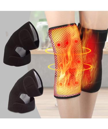 haozzaw Self Heating Knee Pad 2 Pcs- Heated Knee Brace for Pain Relief- Heat Knee Wrapsw/Tomalin Magnetic Warm Therapy for Joint Pain, Arthritis Meniscus Pain Relief for Men and Women (2 Black