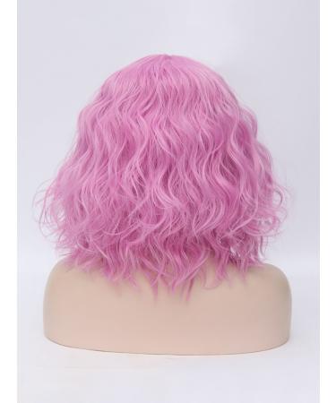 Amyhome Women's Pink Bob Wig with Fringe Synthetic Cosplay Wig + Cap for Party & Fancy Dress - Buy Online on GoSupps.com